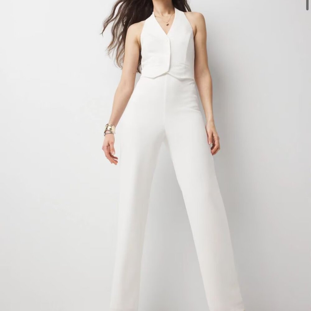White House Black Market White Halter Jumpsuit